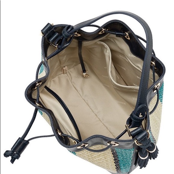 BRAHMIN
Anguilla Collection Marlowe Striped Drawstring Straw Bucket Shoulder Bag - Picture 9 of 13